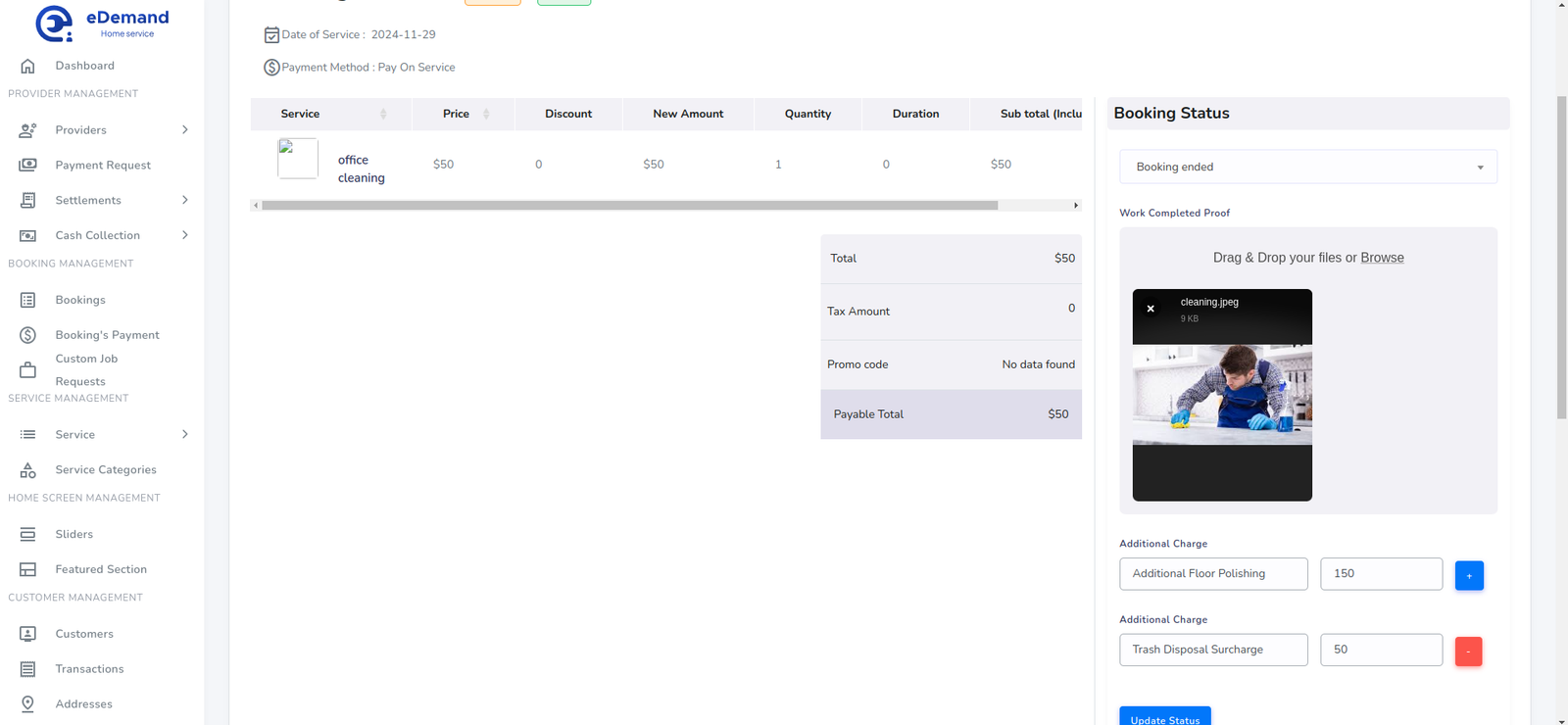 Add Additional Charges Admin Panel