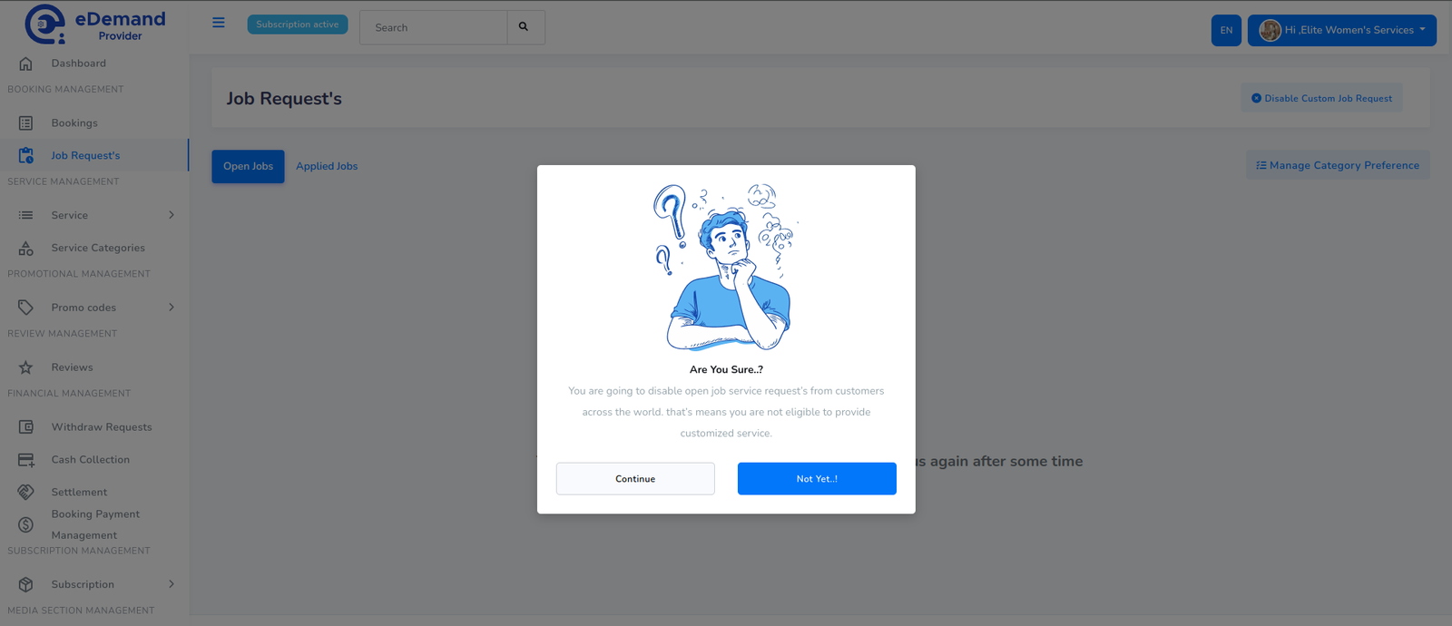 Enable/Disable Custom Job Setting