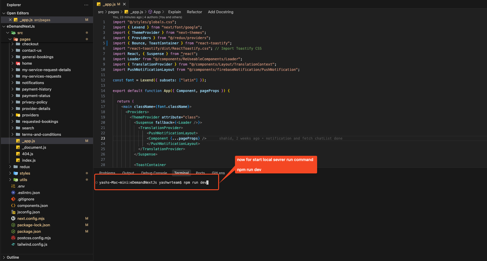 Starting the web app