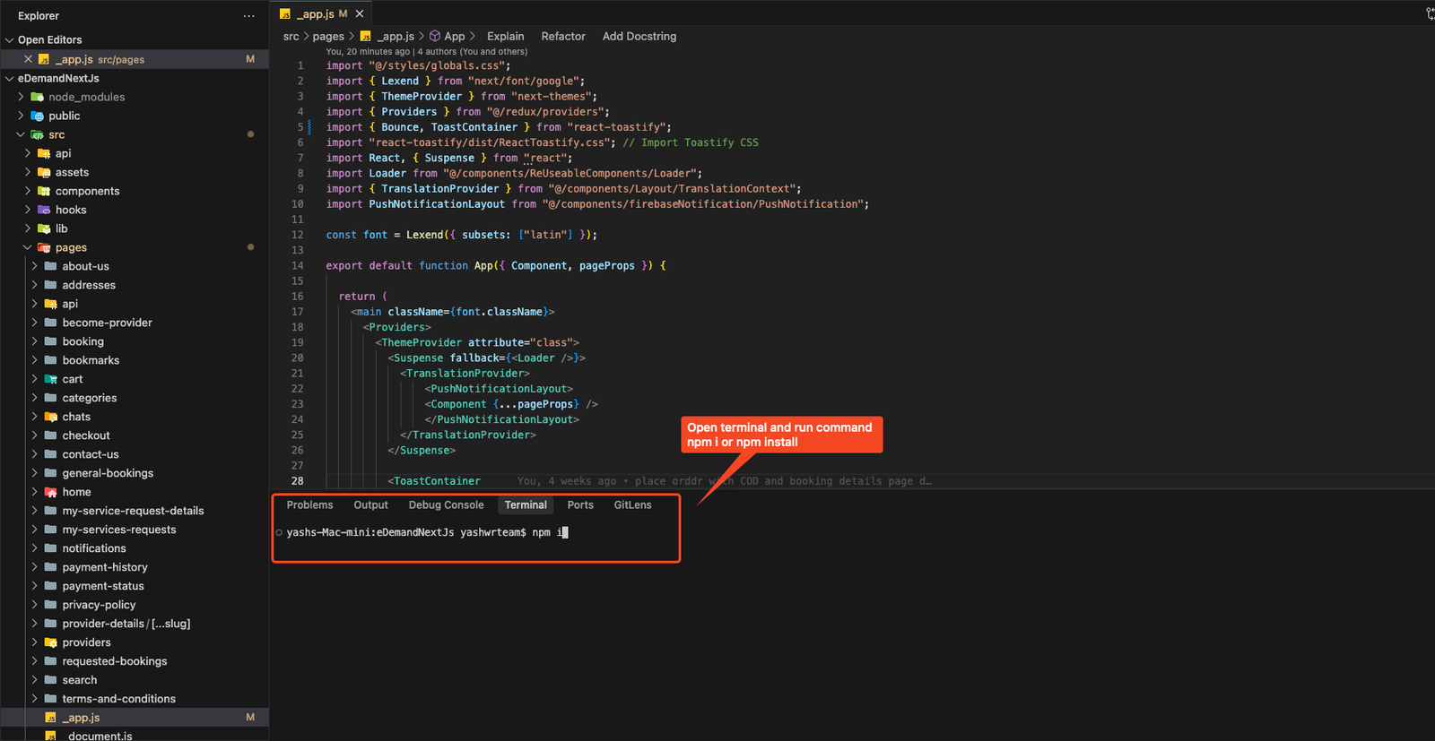 Starting the web app
