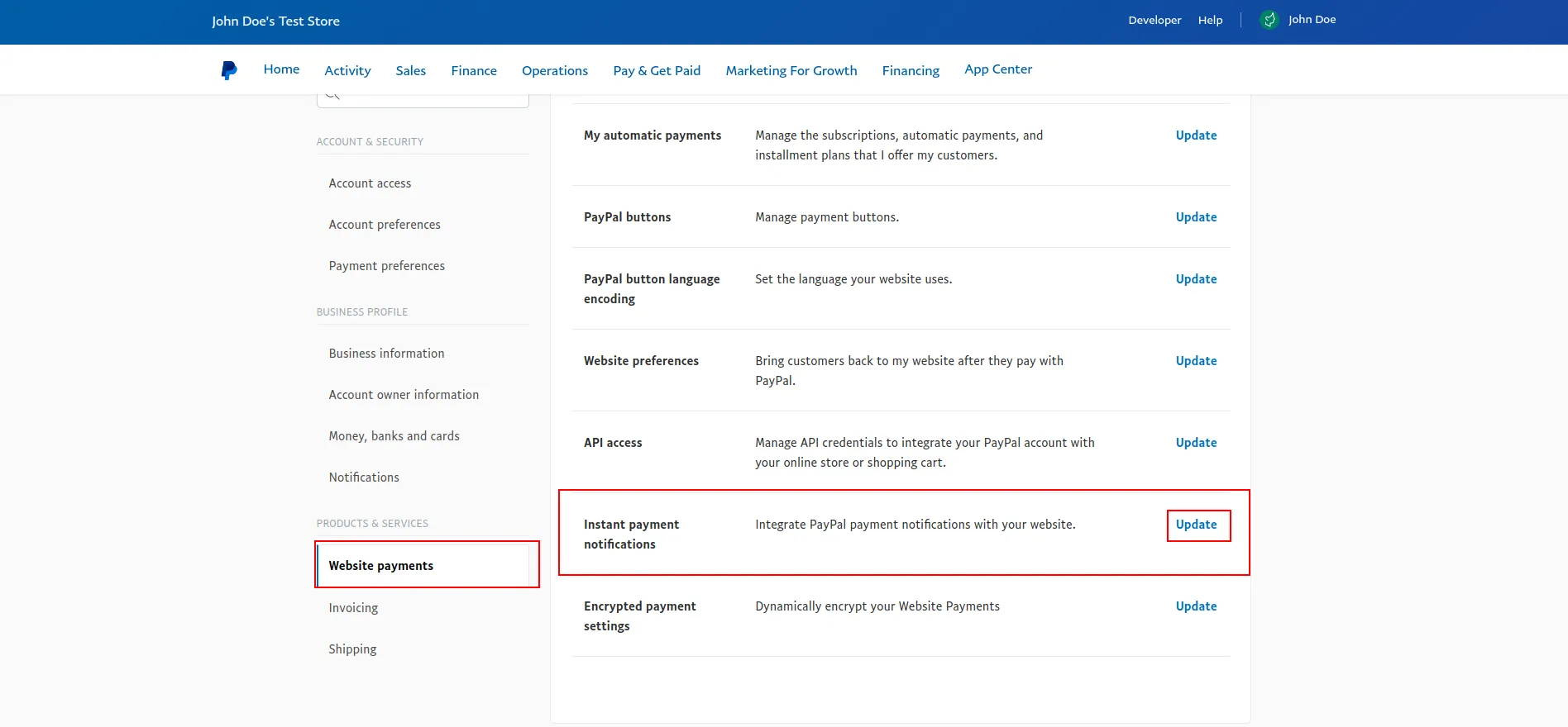 Paypal Website Payments