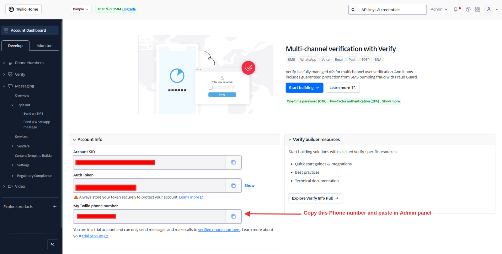 Twilio Admin Config 1